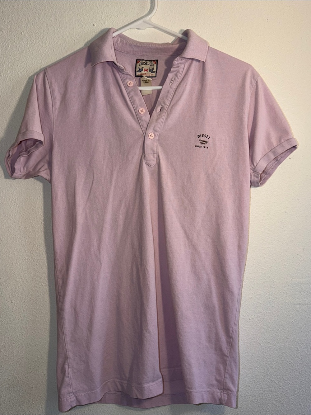 Diesel pinkish Slim Fit Polo Shirt Cotton Short Sleeve, Vintage, Women’s L Y2K